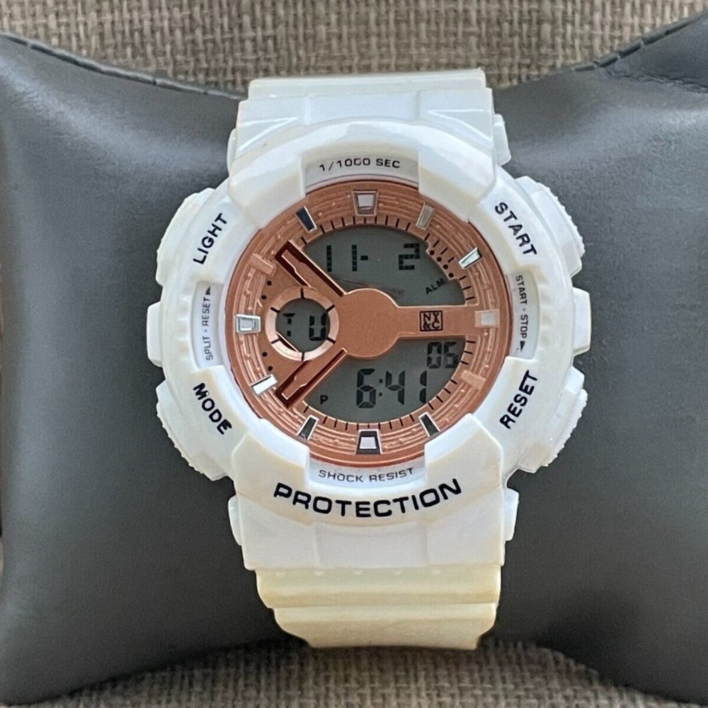 NY&C Digital Wristwatch White Plastic Band Multi Function Unisex Watch Light Up - Picture 2 of 10